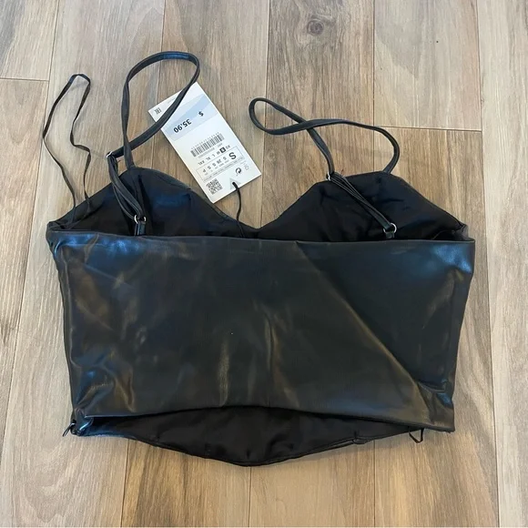 Zara Fake Leather Crop Top - Picture 3 of 6